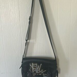 Black Crossbody Bag with New York Design